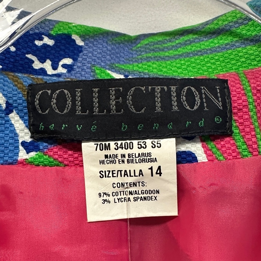 NWT Vintage 80s/90s Harve Benard Floral Blazer Jacket Hot Pink Lined 14 - Picture 2 of 3